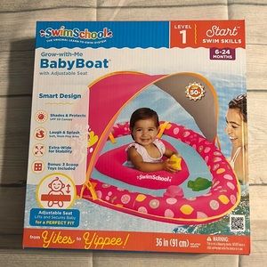 Baby Boat Swim Pool Float Sun Canopy 6-24 Month with Adjustable Seat